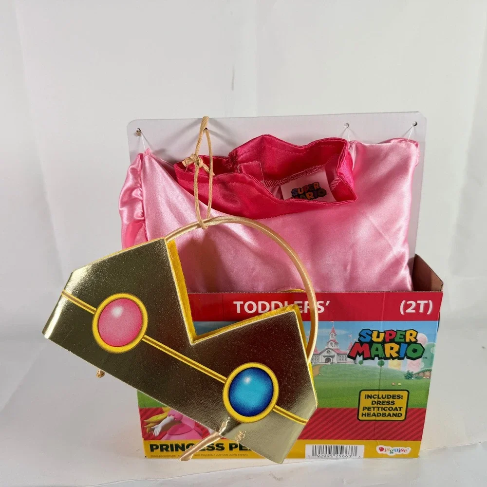 Nintendo Super Mario Princess Peach Costume Toddler Girls 2T Dress Headband